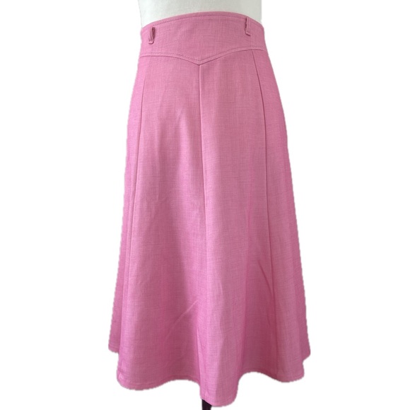 Vintage 70s 80s TanJay Pink Mid-length Above Knee A-line Skirt XS - Picture 1 of 11